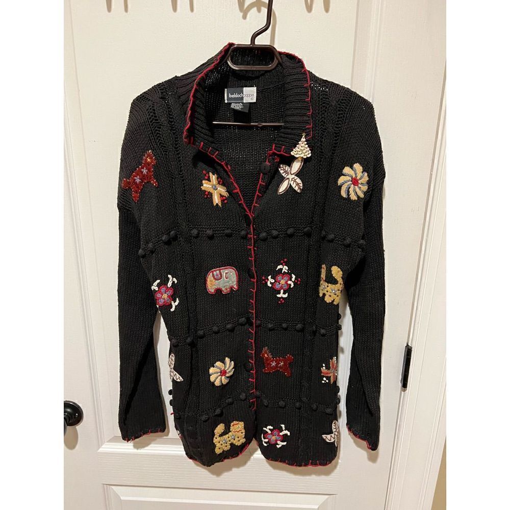 Vintage Beldochpopper Christmas Button Down Sweater size small